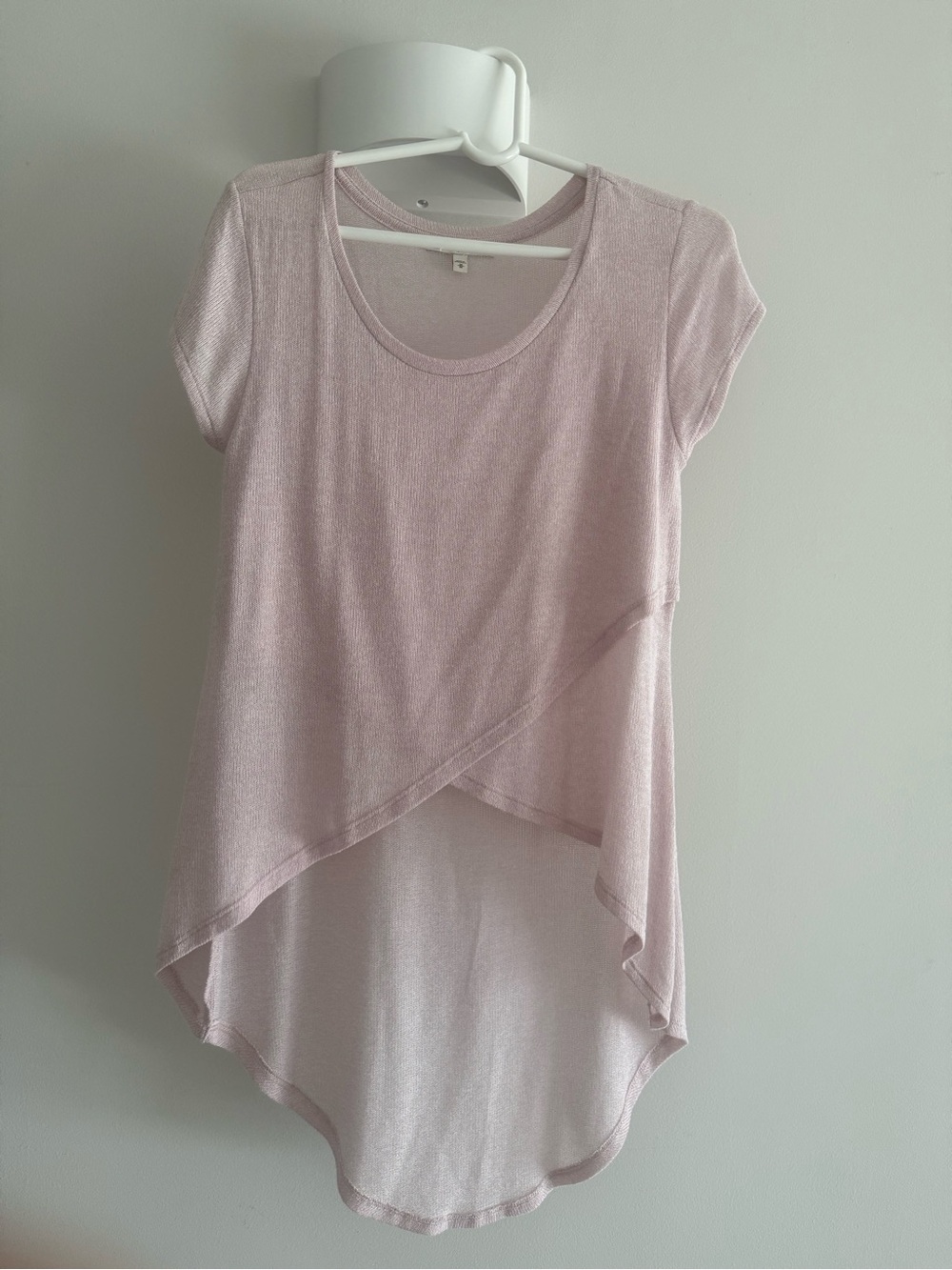 Express Light Pink Short-Sleeve High-Low Tunic